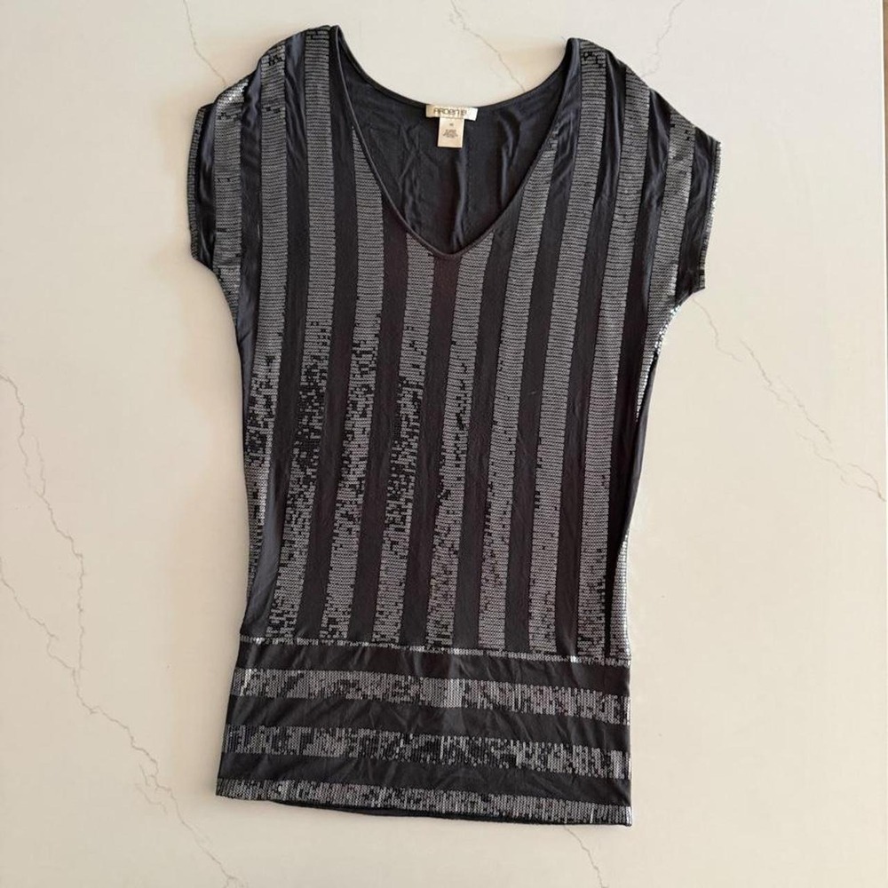 Y2K Arden B sequin vertical striped Tunic Top